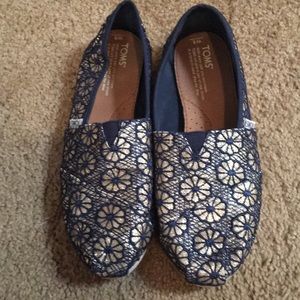 Navy & Gold flowered Toms